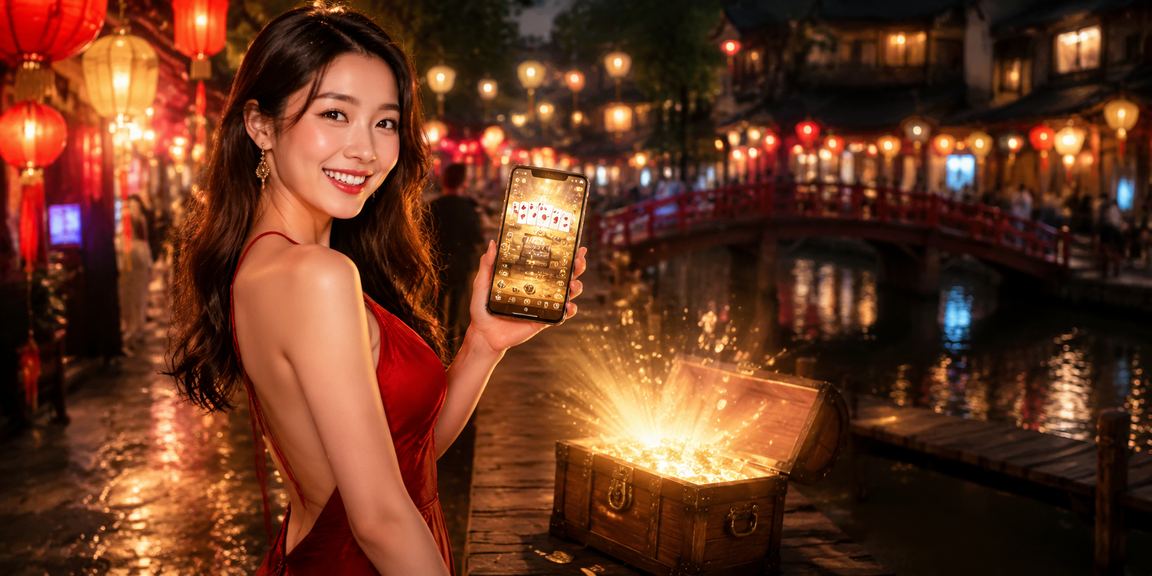 Người chơi thưởng thức trò chơi bài tại Hà Nội dưới ánh đèn lồng rực rỡ