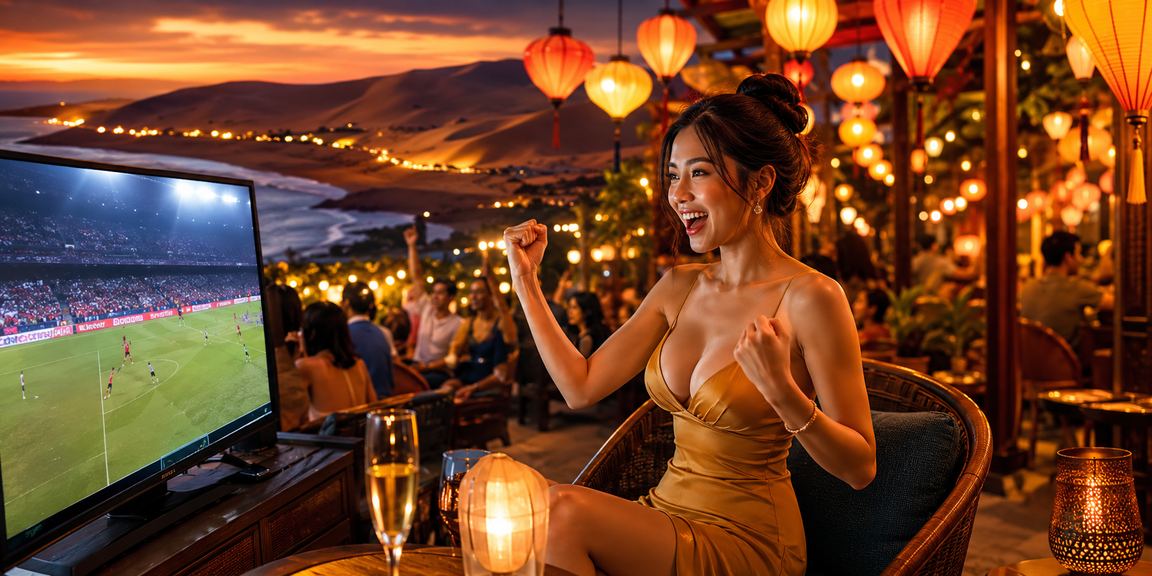 Người xem kèo thể thao tại chợ đêm Hội An trên điện thoại di động